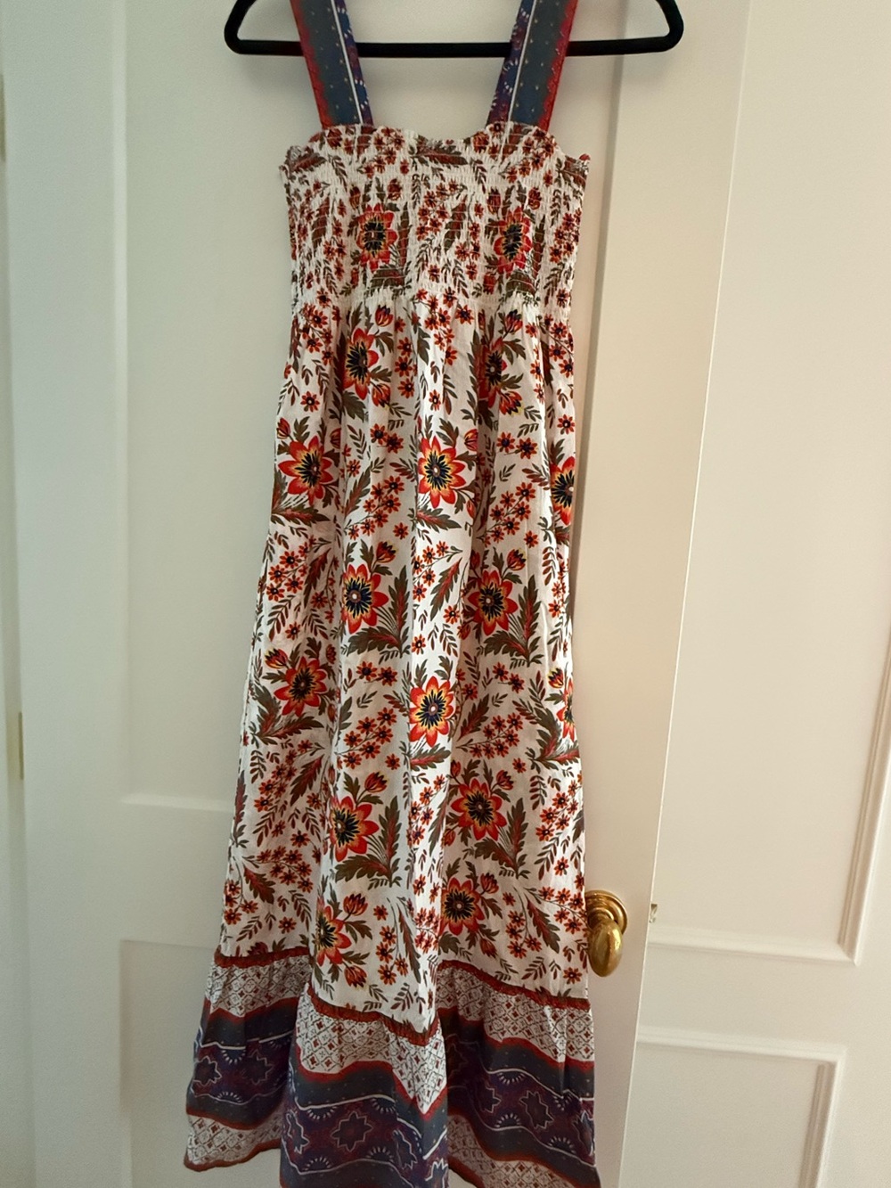 Joie Cream Floral Smocked Maxi Summer Dress